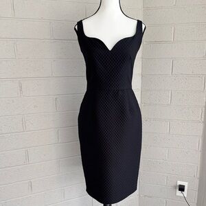 Vintage 1980s/1990s Carolyne Roehm Quilted Black Cocktail Dress, 8
